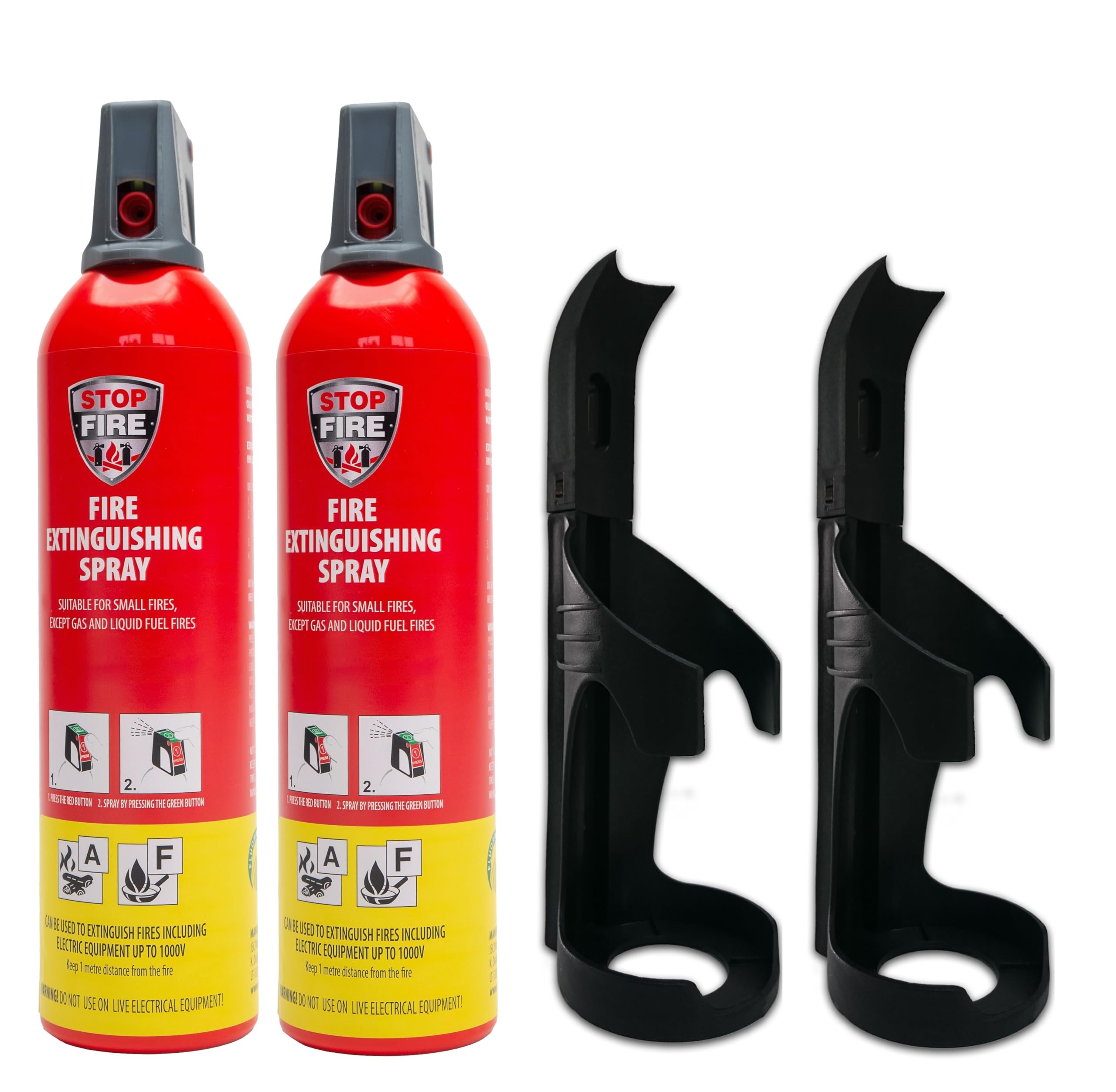 IWH - Spray antincendio 750 ml | Estintore Compatto ABF con Supporto Ideale per Campeggio, Auto, casa e Tempo Libero | Piccolo Spray antincendio Ideale Anche per Viaggiare | Contenuto: 2 x 750 ml;