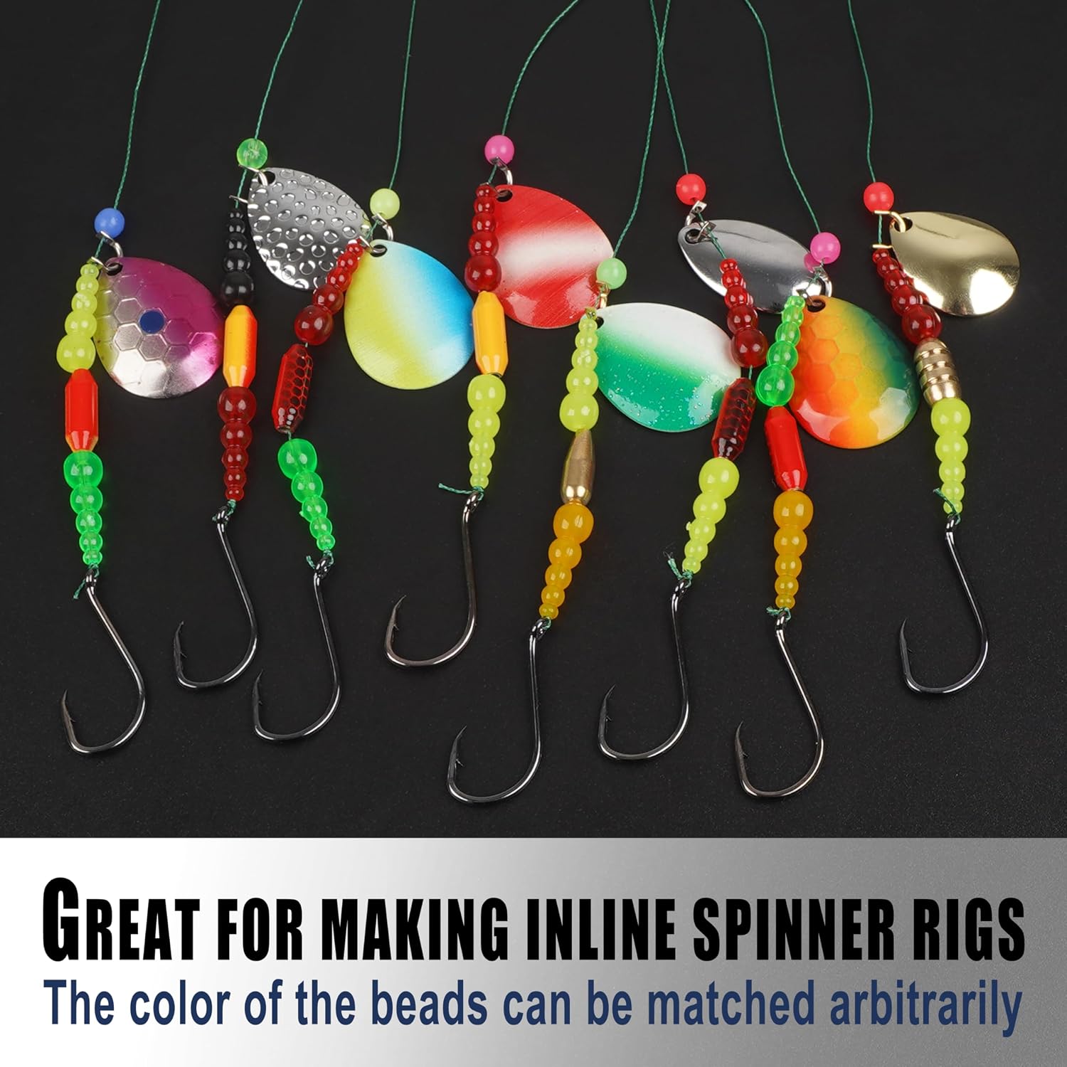 Walleye Spinner Rigs Kit, 200 Piece DIY Fishing Lure Making Supplies Parts Walleye Rigs Crawler Harness Colorado Blades Spinner Clevis Stacked Beads
