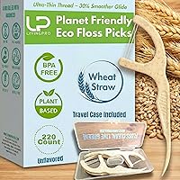 Vista 9 de Palillos de hilo dental a base de plantas con infusión natural de menta (220 piezas) con estuche de viaje Mango de trigo biodegradable