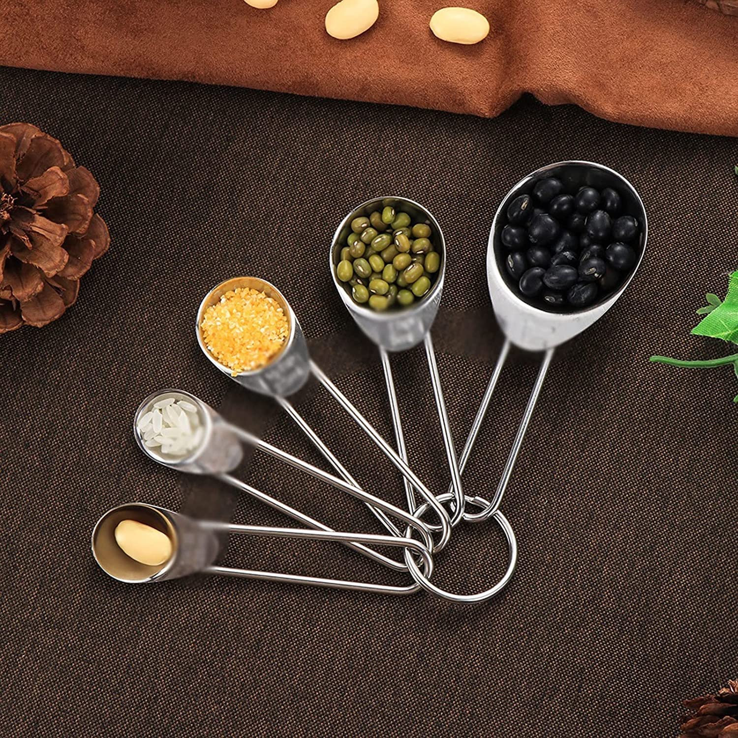 Gotowanie skimmery 5 sztuk/zestaw Mix rozmiar miarki ze stali nierdzewnej pieczenie gotowanie łyżeczki cukier miarka do kawy akcesoria gadżet kuchenny
