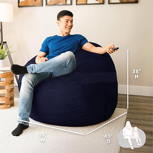 Miniatura 166 de Big Joe Fuf - Puf extragrande (XXL) relleno de espuma con funda extraíble, color niebla Lenox, poliéster tejido duradero, 6 pies, gigante Negro