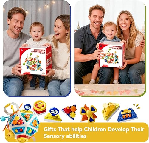 Miniatura 8 de Tablero Montessori 22 en 1, cubo de actividades para niños pequeños, juguetes de educación temprana para bebé, juguetes sensoriales para niños de 1