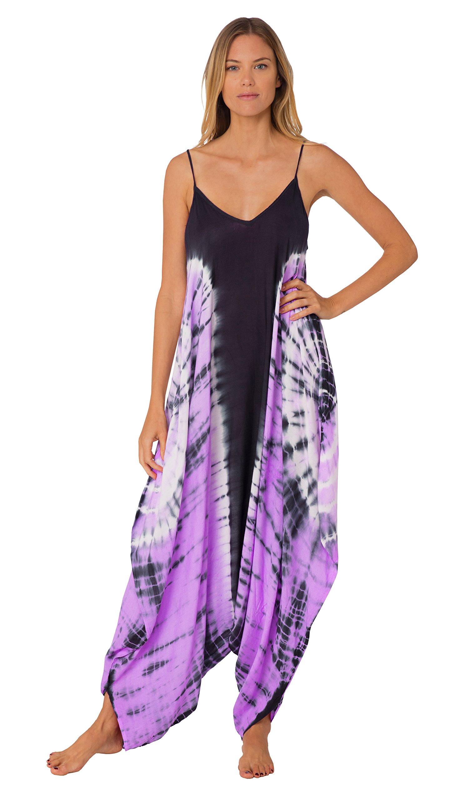 INGEARHarem Jumpsuit Romper Bohemian Boho Loose Relax Fit Tie Dye Handkerchief Jumpsuits