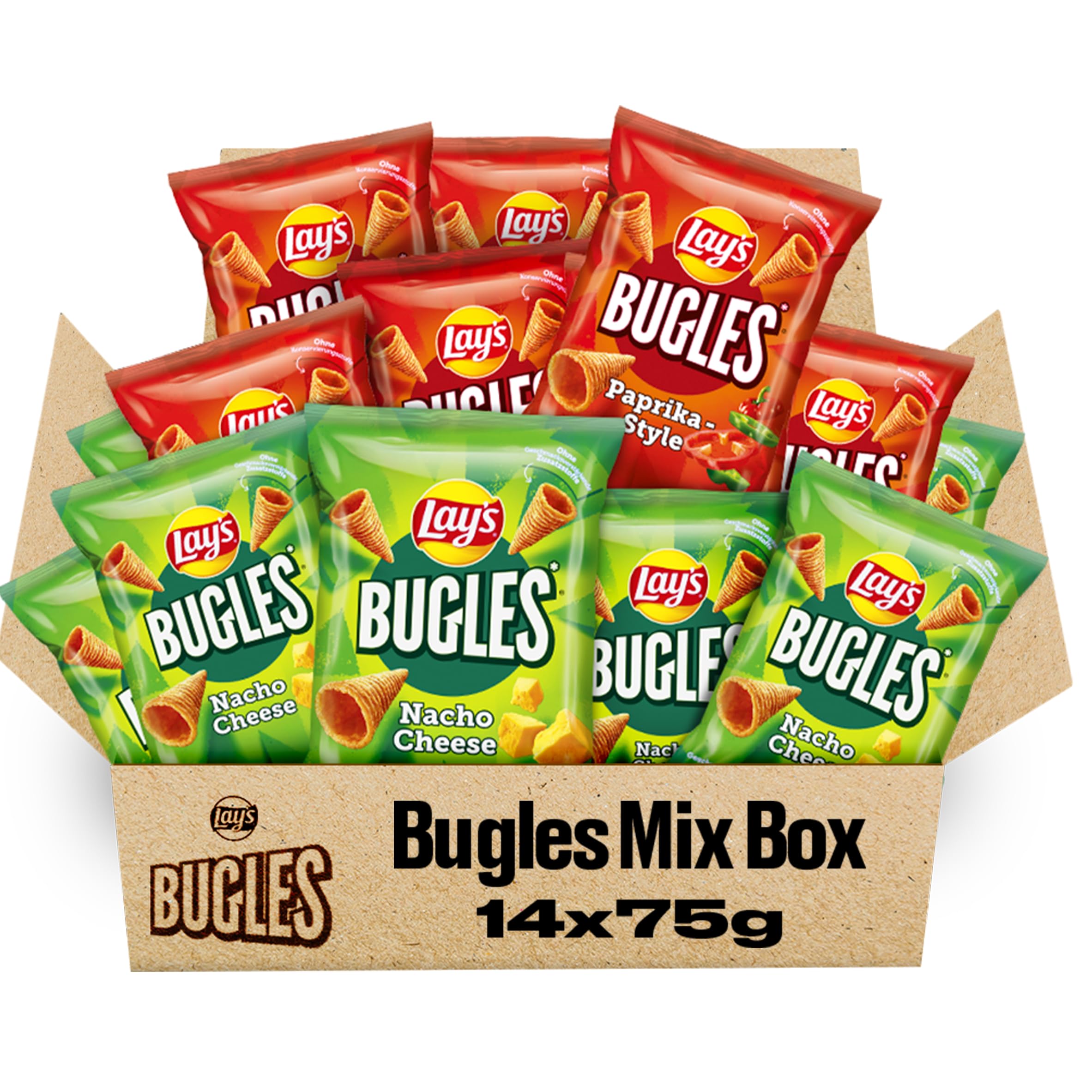 Lay's Bugles Mix Case Paprika & Nacho Cheese 14 x 75G