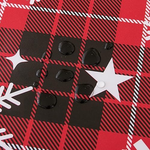 Miniatura 4 de NLMUVW Mantel redondo de vinilo ajustable con borde elástico, 100% impermeable, a prueba de aceite, mantel de PVC con copos de nieve, mantel de mesa