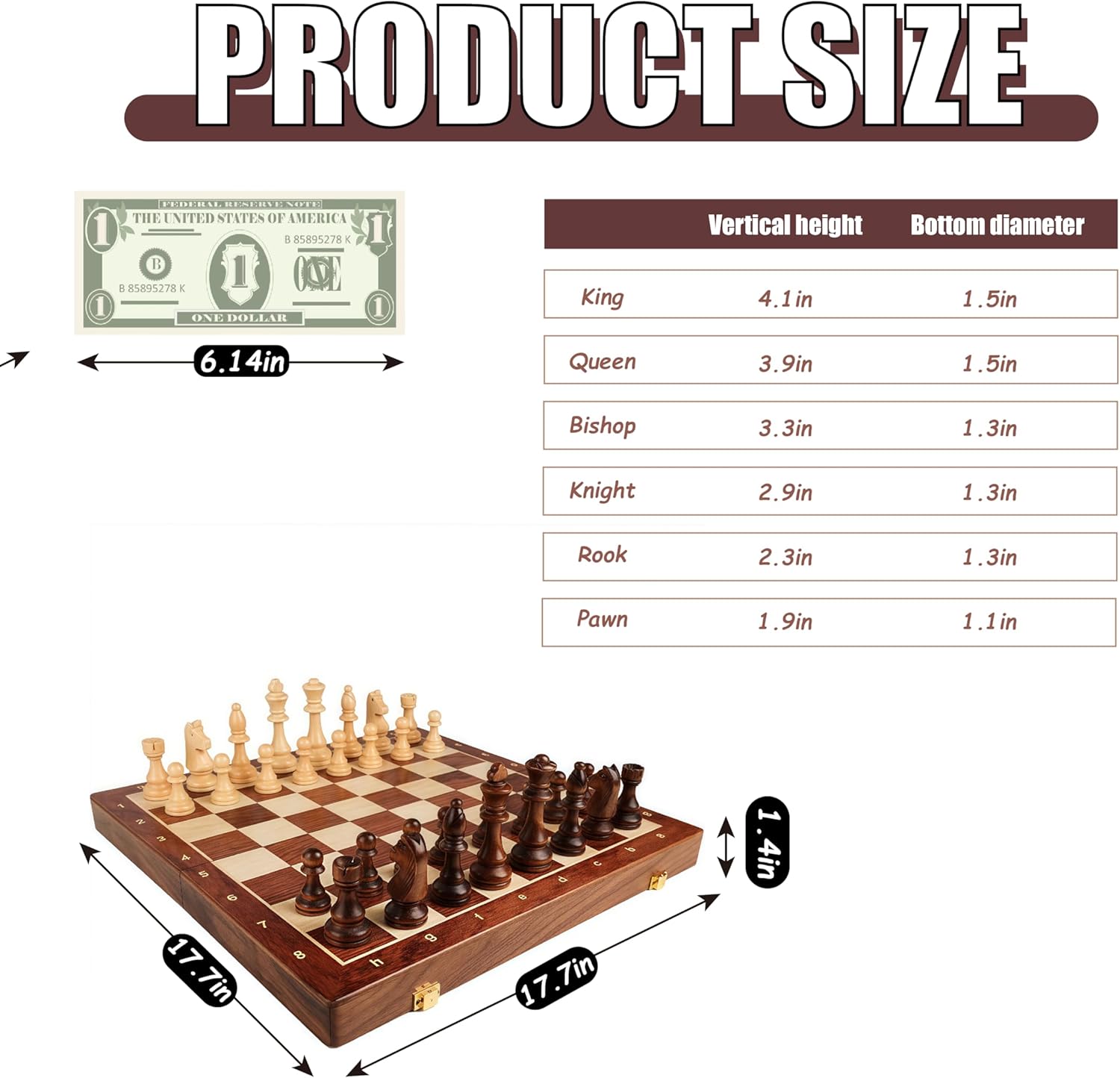 Top Natural Wood Chess Set - Travel Games Sets with Board Games Gift, Chess Gifts & Pieces