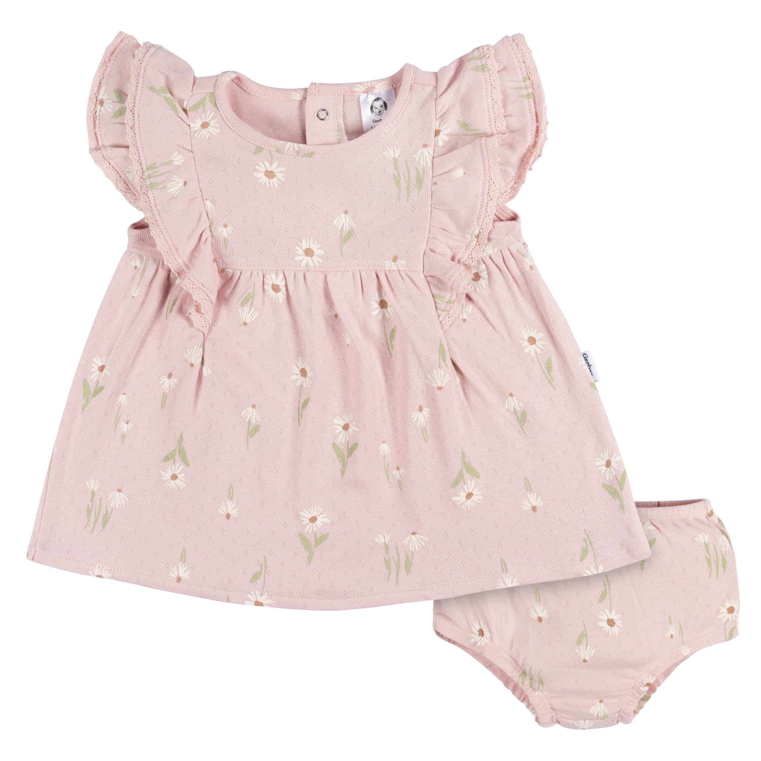 Gerber Baby Girls' Cotton Dress and Diaper Cover Set