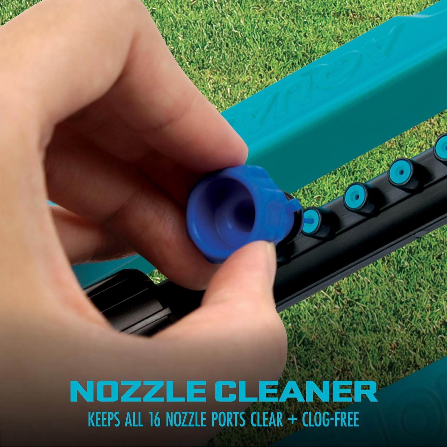 Aqua Joe Oscillating Sprinkler with Adjustable Spray, 16 Clog-Resistant Nozzles, Metal Base & 3600 Square Foot Coverage, Compatible with Garden Hoses