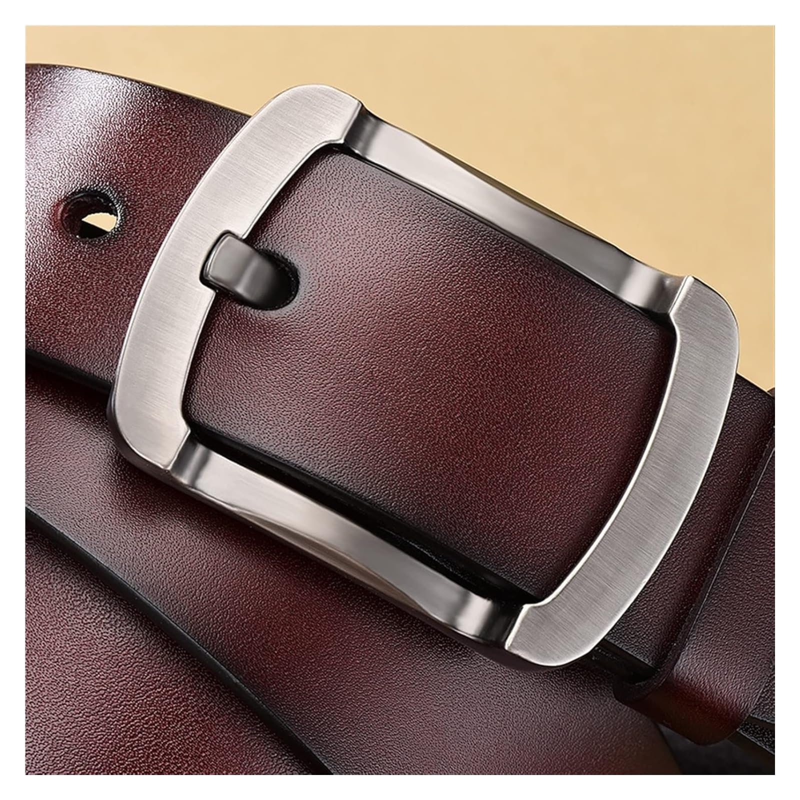Cinturón ajustable de cuero genuino, Cinturón de Cuero for Hombres Cuero Casual Formal Hebilla Hebilla de aleación Ajustable Cómodo Resistente al desgarro Transpirable Cinturón liviano Hombres Tallas