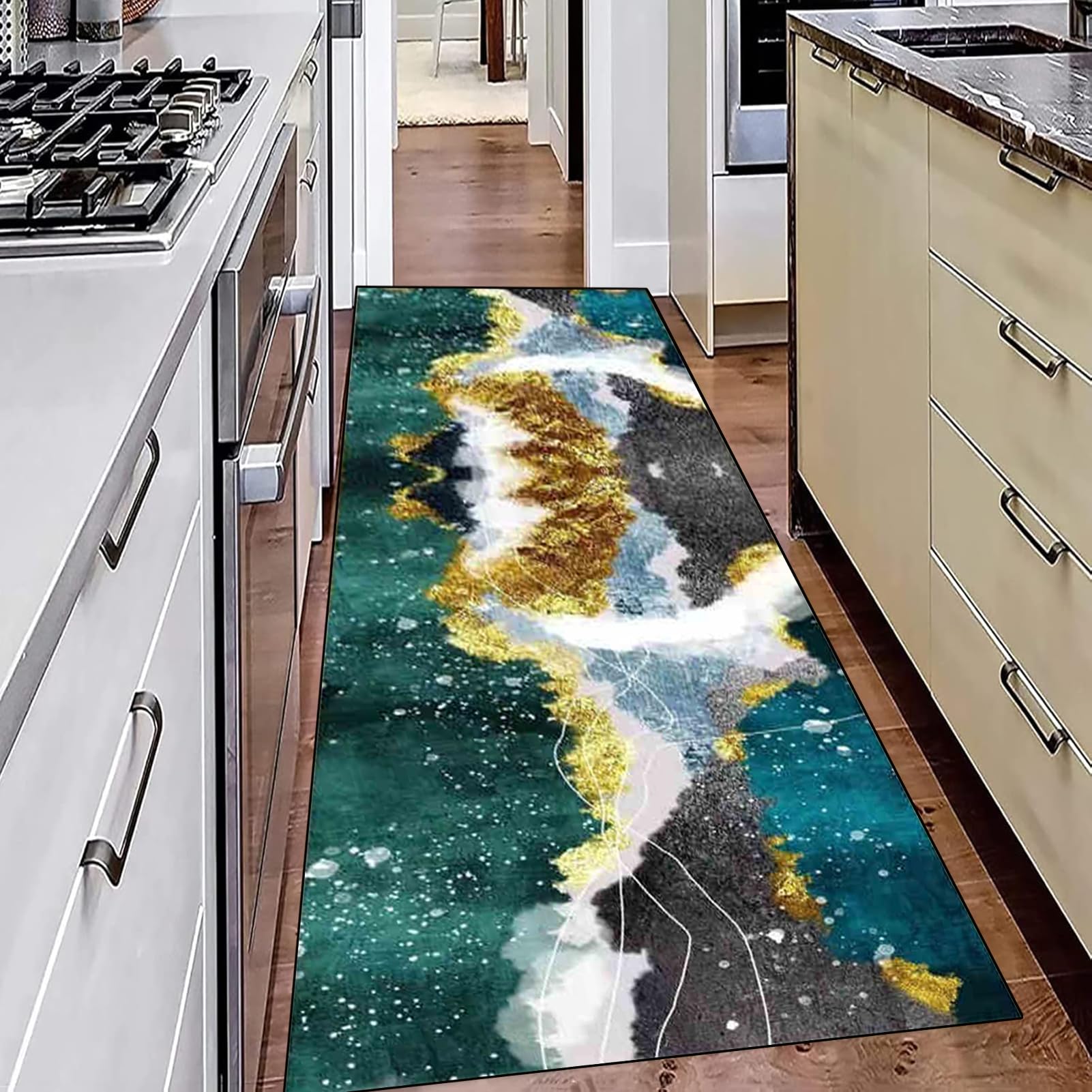 Tapis de cuisine antidérapant marron pour réchauffer l'ambiance du hall