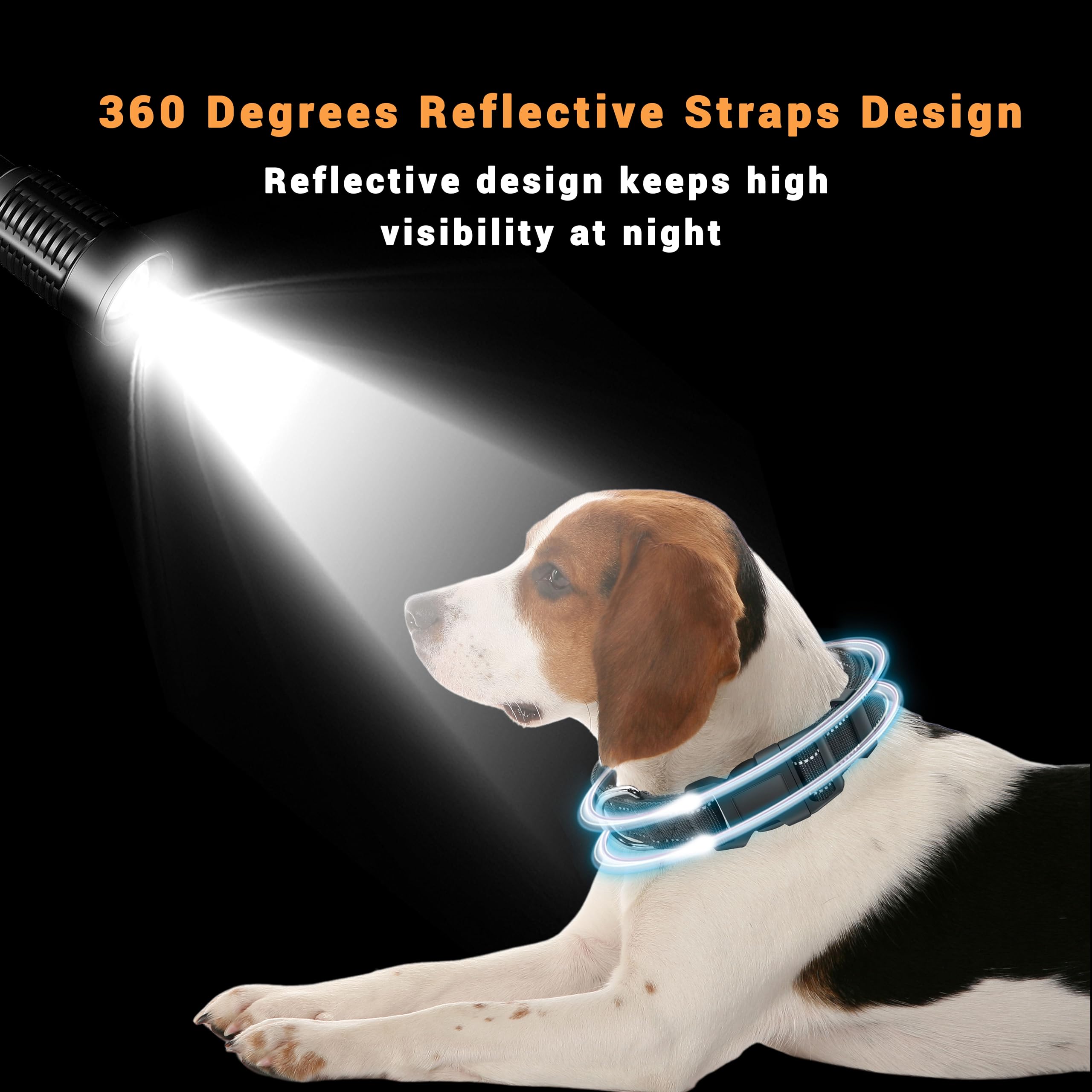 Paquete de 2 collares reflectantes para perro con hebilla de bloqueo de seguridad, ajustable, suave, transpirable, cómodo, de nailon, para perros pequeños, medianos y grandes, negro, M