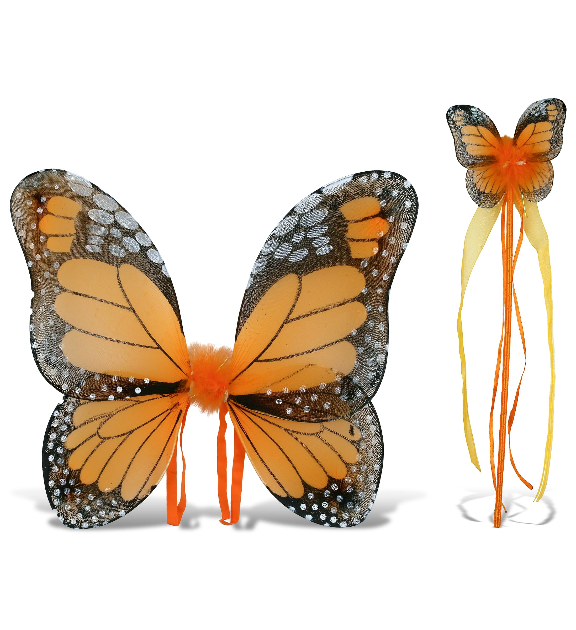 Attitude Studio Kids Monarch Butterfly Costume Wings and Wand Set - Orange