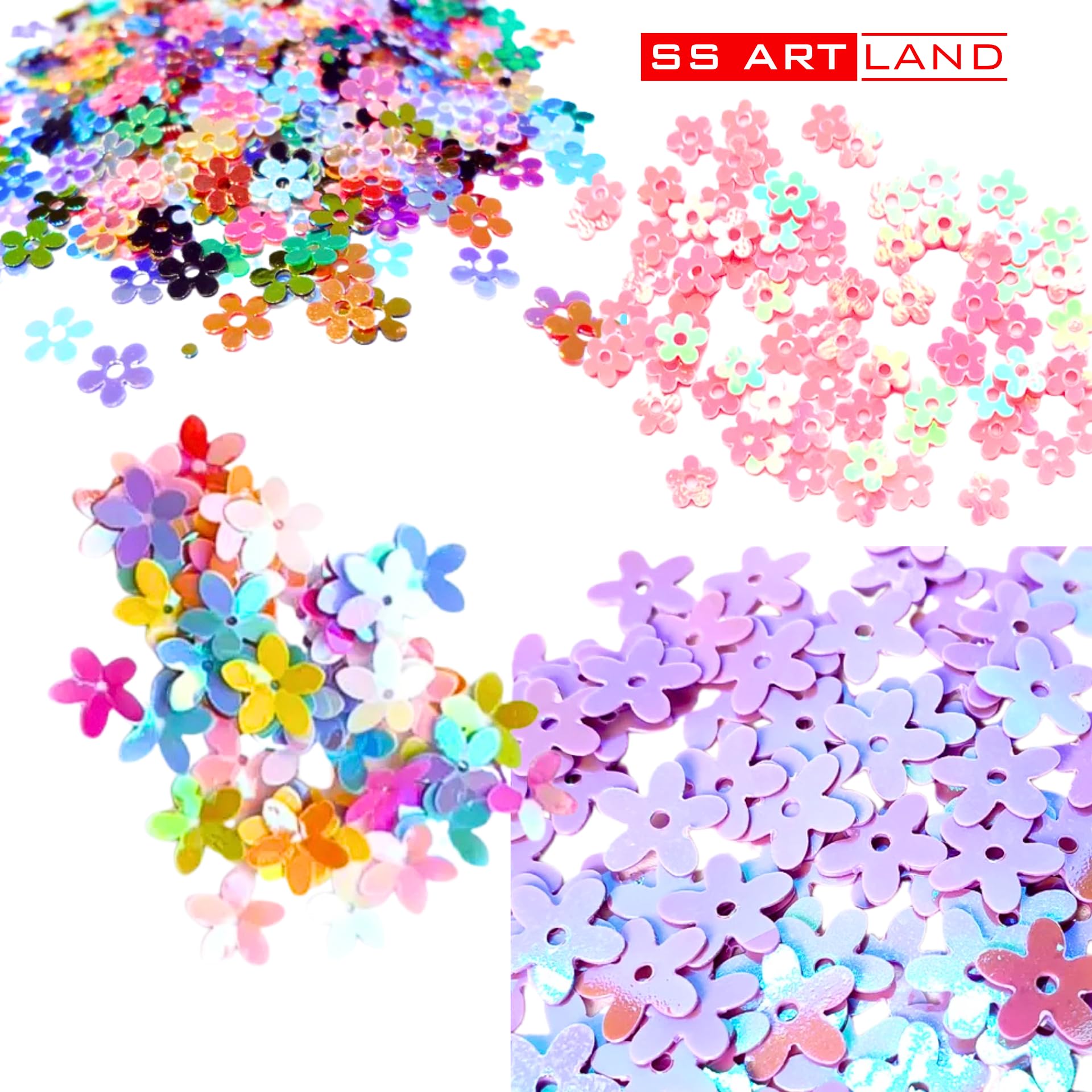 SS Art Land Medium Flower Glitter Sequins Set for Epoxy Resin, Arts & Crafts, Jewellery, Decorations, Nail Art, Body Makeup, Face, Slime, Festival Party Decoration(026)- Pack of 12-image-41