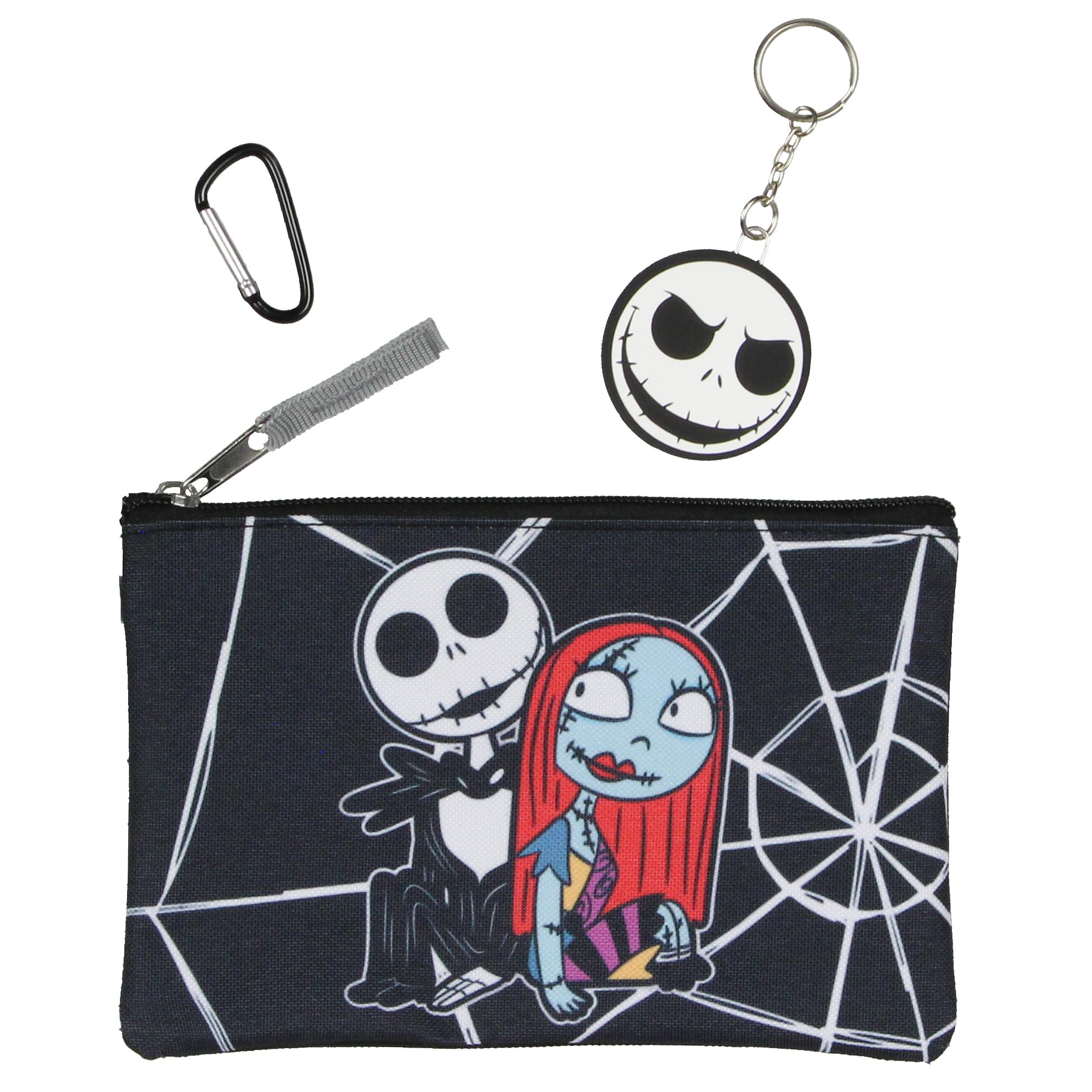 Disney Nightmare Before Christmas Jack Skellington - Juego de mochila de 5 piezas con fiambrera, estuche para lápices, mosquetón y llavero de 16 pulgadas