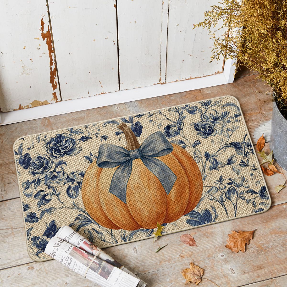 5 Best Outdoor Rugs for Patio Living in 2026 3 Artoid Mode Blue Pumpkin Bow Porcelain Fall Doormat, Autumn Home Decor Low-Profi — product photo
