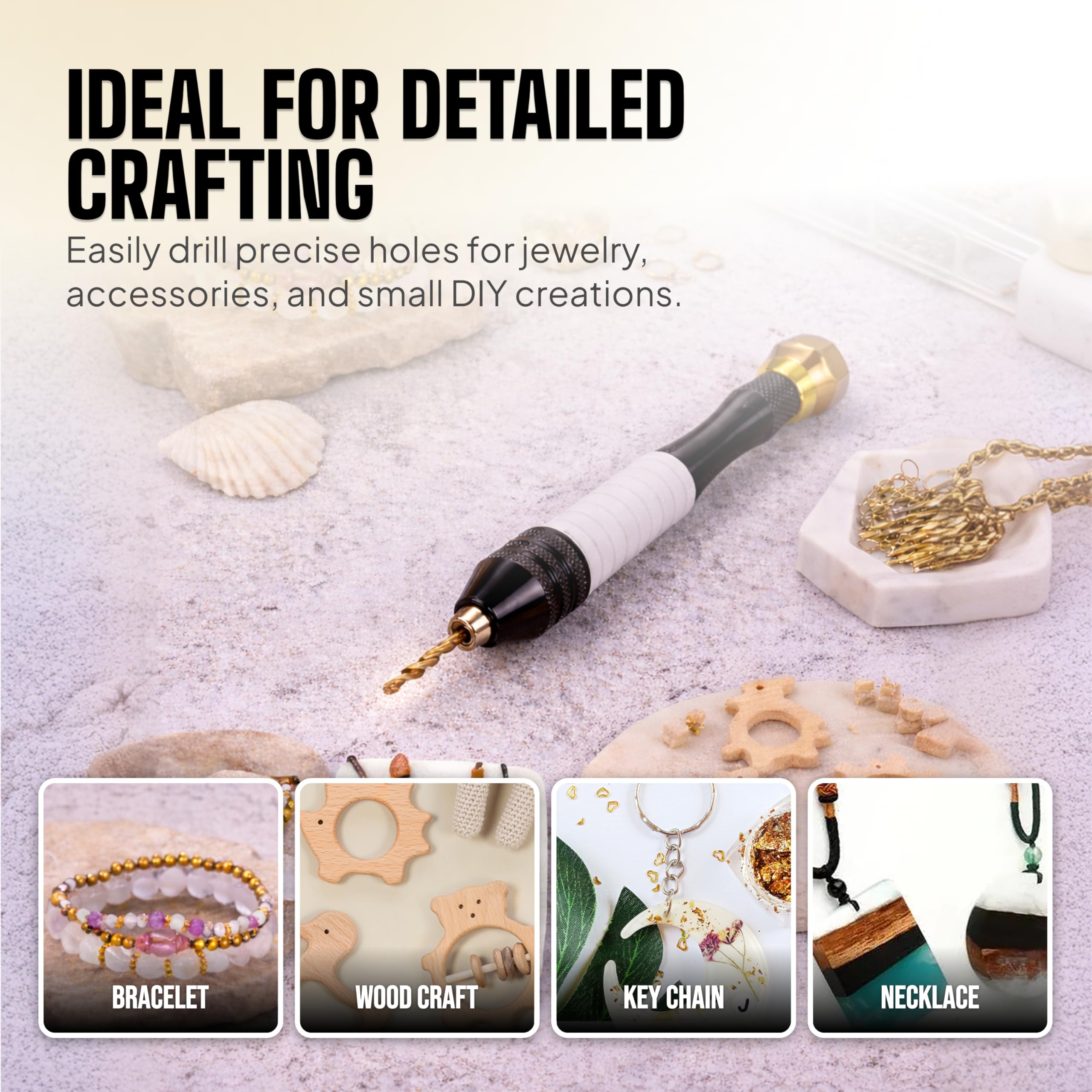 CRAFT911 Taladro manual manual de tornillo de banco – Taladro de joyería con microbrocas (0.8 mm-2.5 mm) – Taladro giratorio para hacer joyas, resina, madera, plástico, miniatura, cuentas, arcilla,
