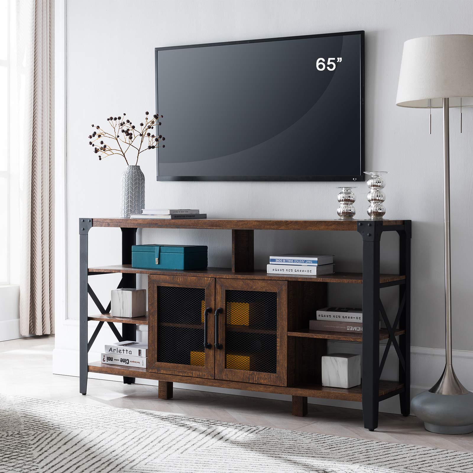 Buy OKD TV Stand Industrial Rustic Entertainment Center for 65 Inch TV