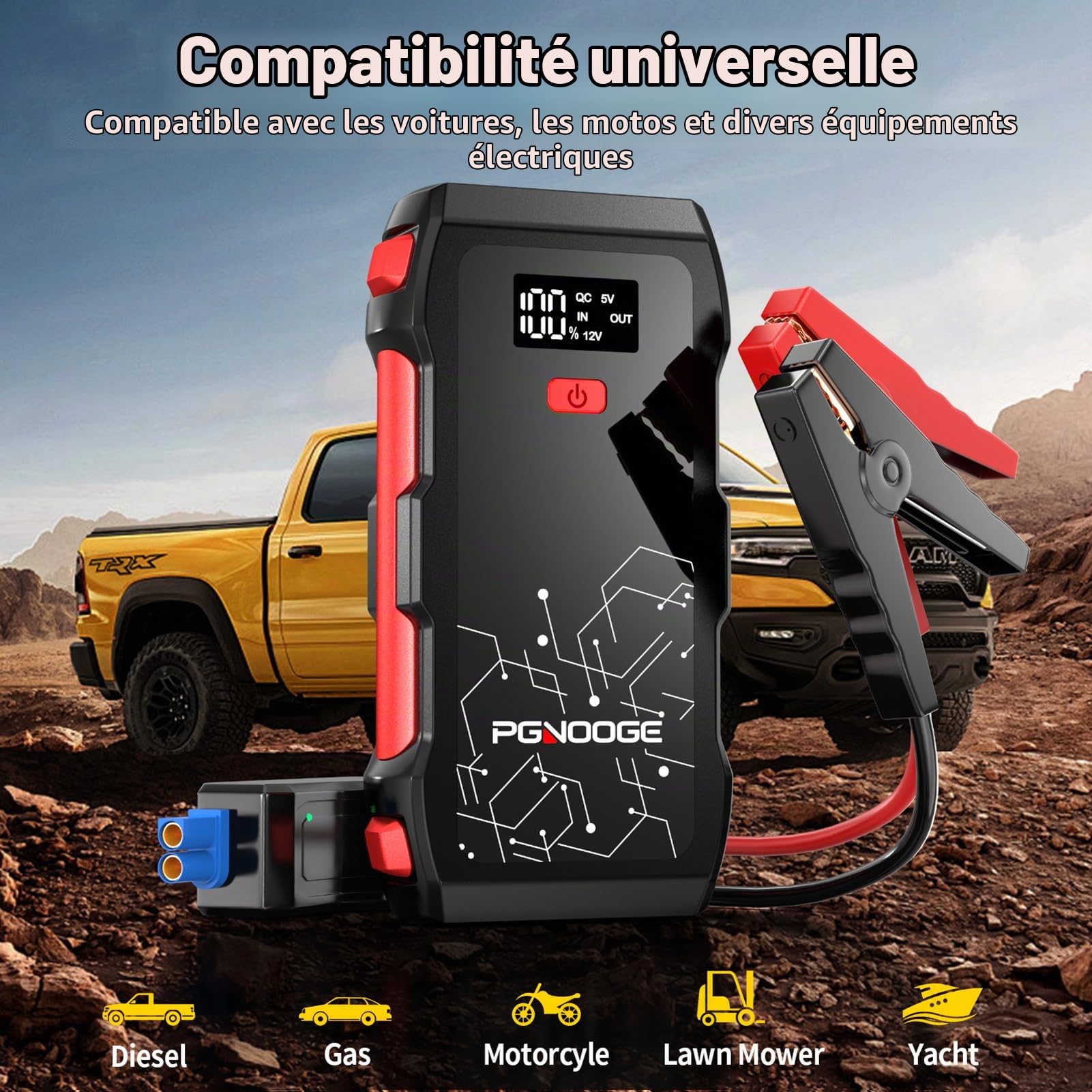 26800mAh 6000A Démarreur de Voiture 12V | Booster de Batterie, Moteurs jusqu'à 10L Diesel, Tous Essence, Start Booster Batterie Vehicule