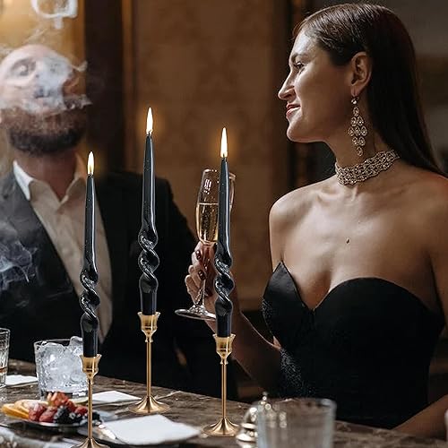 Miniatura 7 de Black Candles - Velas cónicas de Halloween en espiral, sin perfume, velas torcidas de 9 pulgadas para Halloween, Navidad, decoración del hogar,