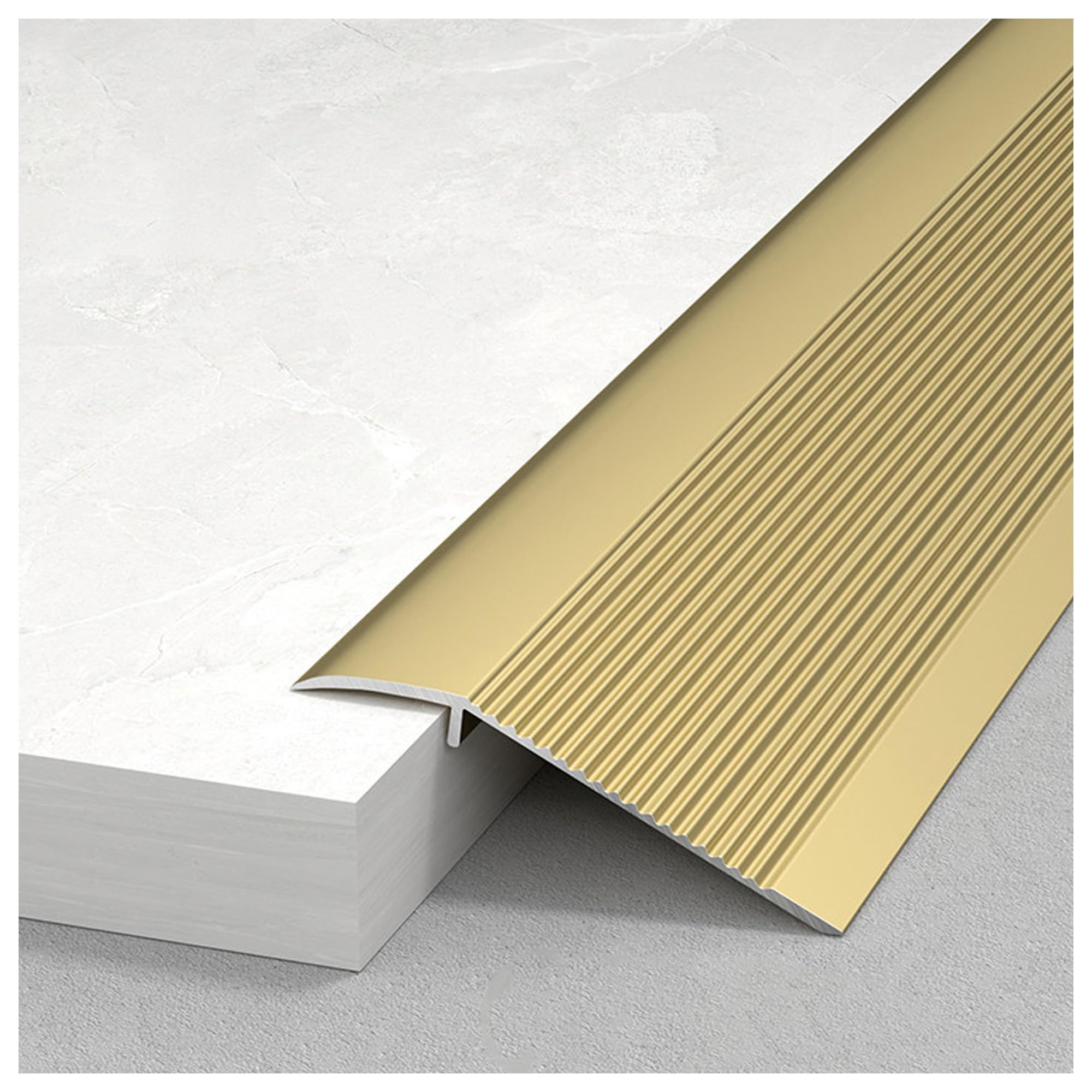 Aluminum Floor Transition Strip - Threshold Ramps for Doorways, 36 Inch, Doorway Edge Trim Suitable（0.4~1.8in(Gold)