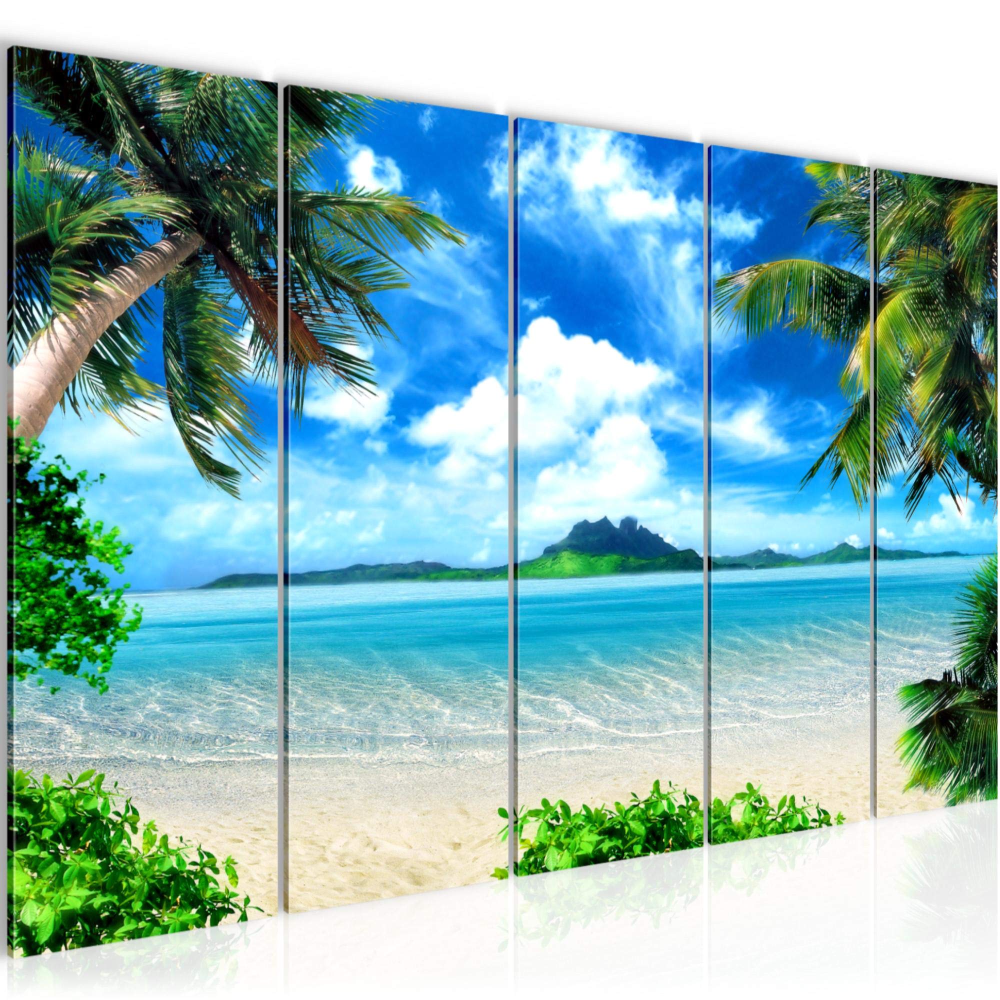 Tableau intissé plage et palmiers pour transformer un mur blanc de chambre