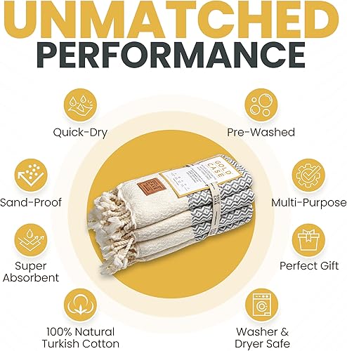 Miniatura 175 de Gold CASE - Juego de 4 toallas de mano turcas para baño, toallas de baño 100% algodón, toalla pequeña de cocina Helen para spa, cara, té y paño