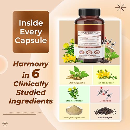 Miniatura 4 de SOTALIX Supplement Ashwagandha Fórmula avanzada todo en 1 con L-teanina, rodiola, hierba de San Juan para relajarse, relajarse y fortalecer,