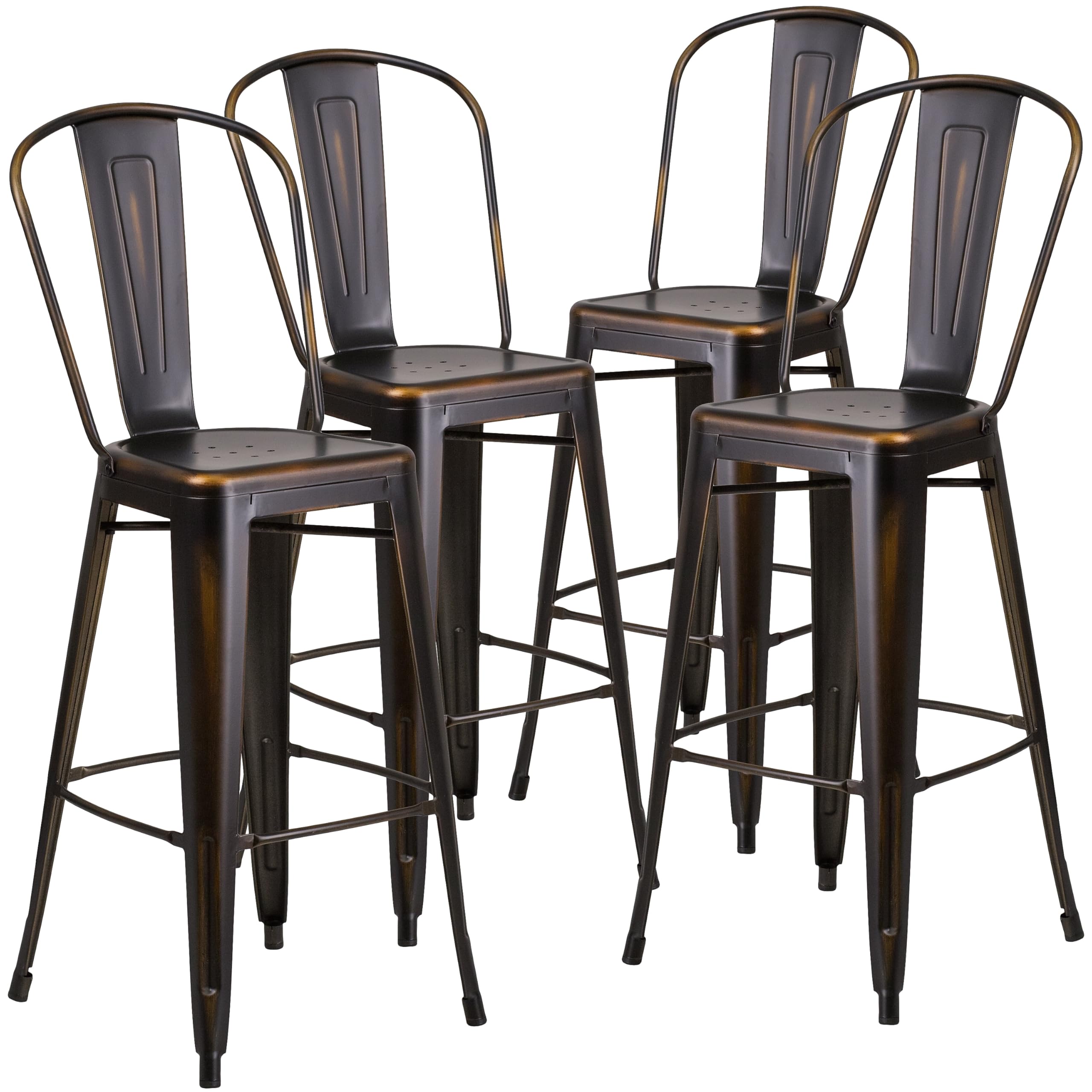 Flash Furniture Distressed Copper / Set of 1 / Metal Seat Barstools