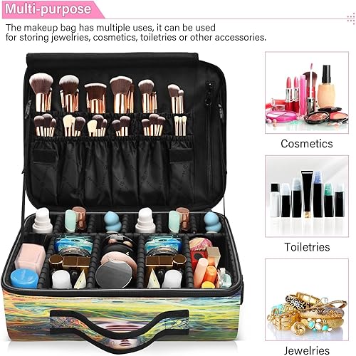Miniatura 5 de Bolsa de cosméticos de viaje para mujer artística, bolsa de aseo para artículos de tocador, bolsa de almacenamiento de maquillaje, bolso para