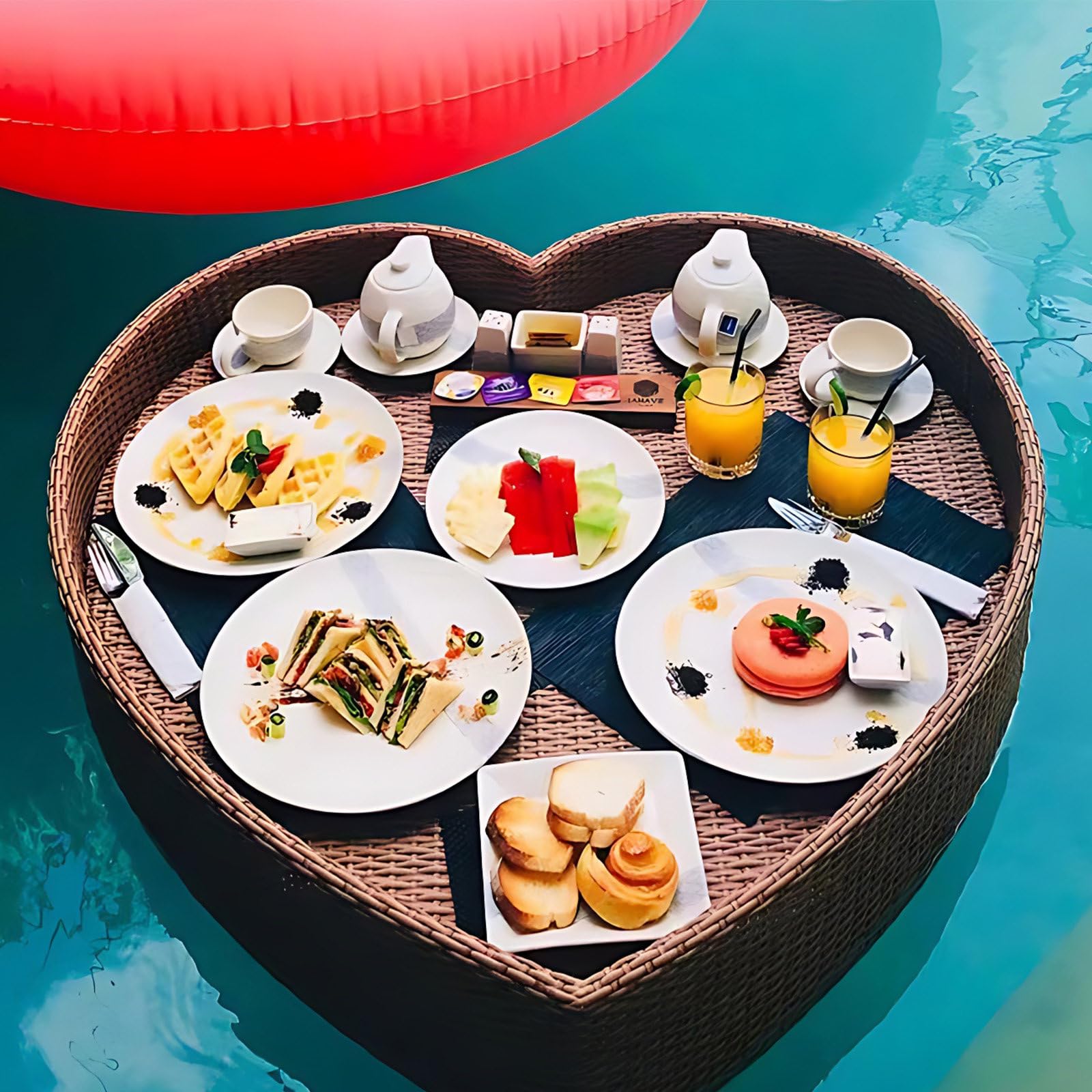 Prettiee Floating Serving Tray for Drin & ac Perfect for Pool Hot Tub & Beach Entertainment Slish Easy to Clean Ideal for Outdoor Fun (Marrón C)