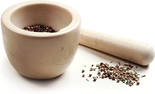 Miniatura 2 de Mortero RSVP International (GMP) de mármol verde con mano, de 2 onzas, para picar especias, preparar pesto, machacar hierbas, machacar pastillas,