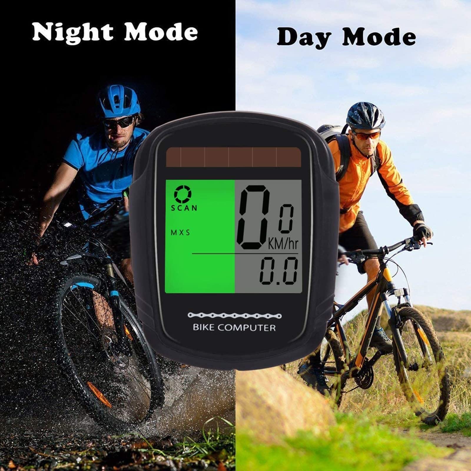 AnzAga Ciclocomputer, tachimetro e contachilometri Wireless per Bicicletta, retroilluminazione Impermeabile