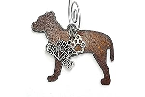 Black Pitbull Christmas Ornament | Rustic Metal Holiday Decoration with Merry Christmas...