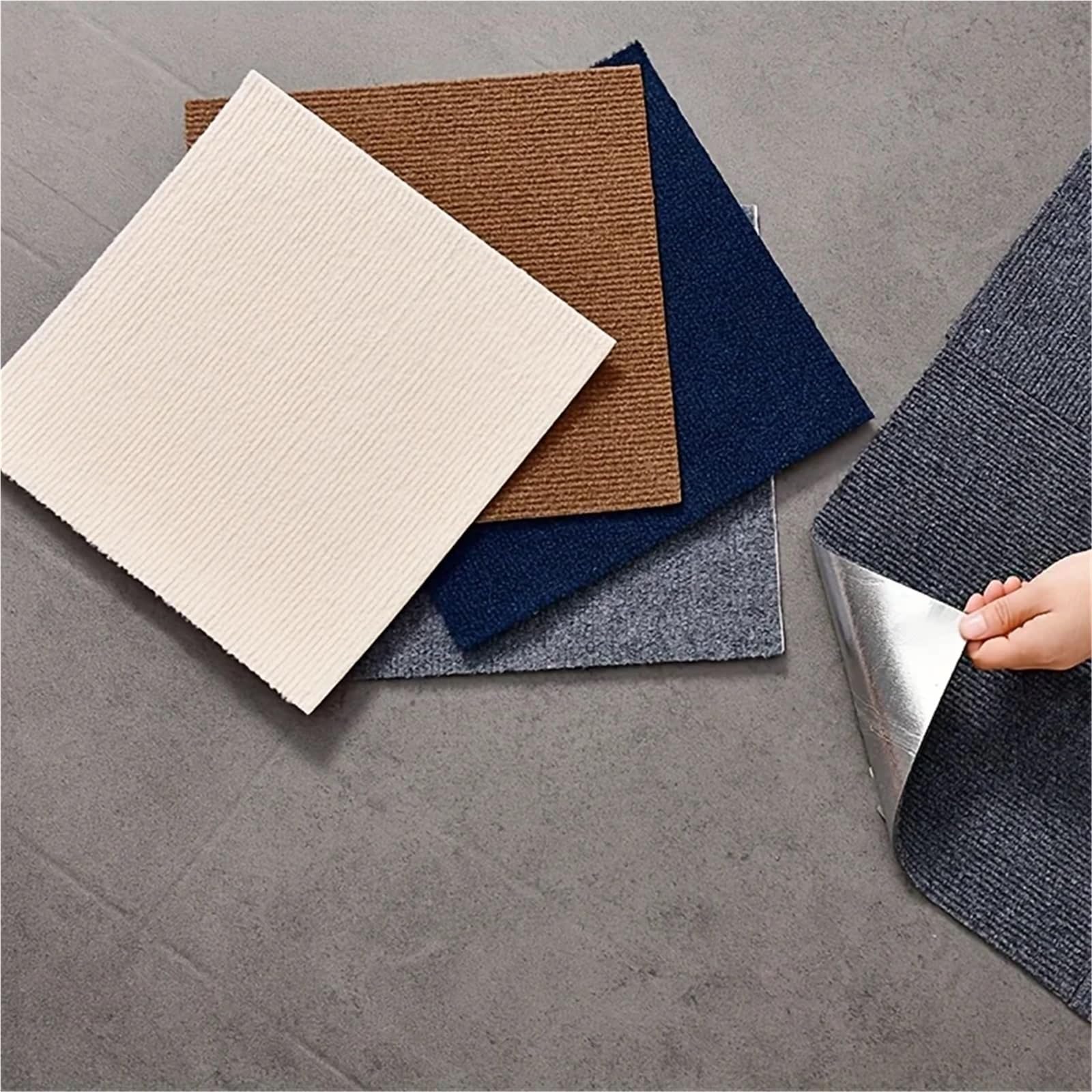 Dalles de sol en vinyle autocollantes, Dalles de moquette auto-adhésives multicolores, 30x30cm, paquet 5 à 30 pièces for bricolage, maison et bureau(Dark Blue,30X30cm-5pcs)