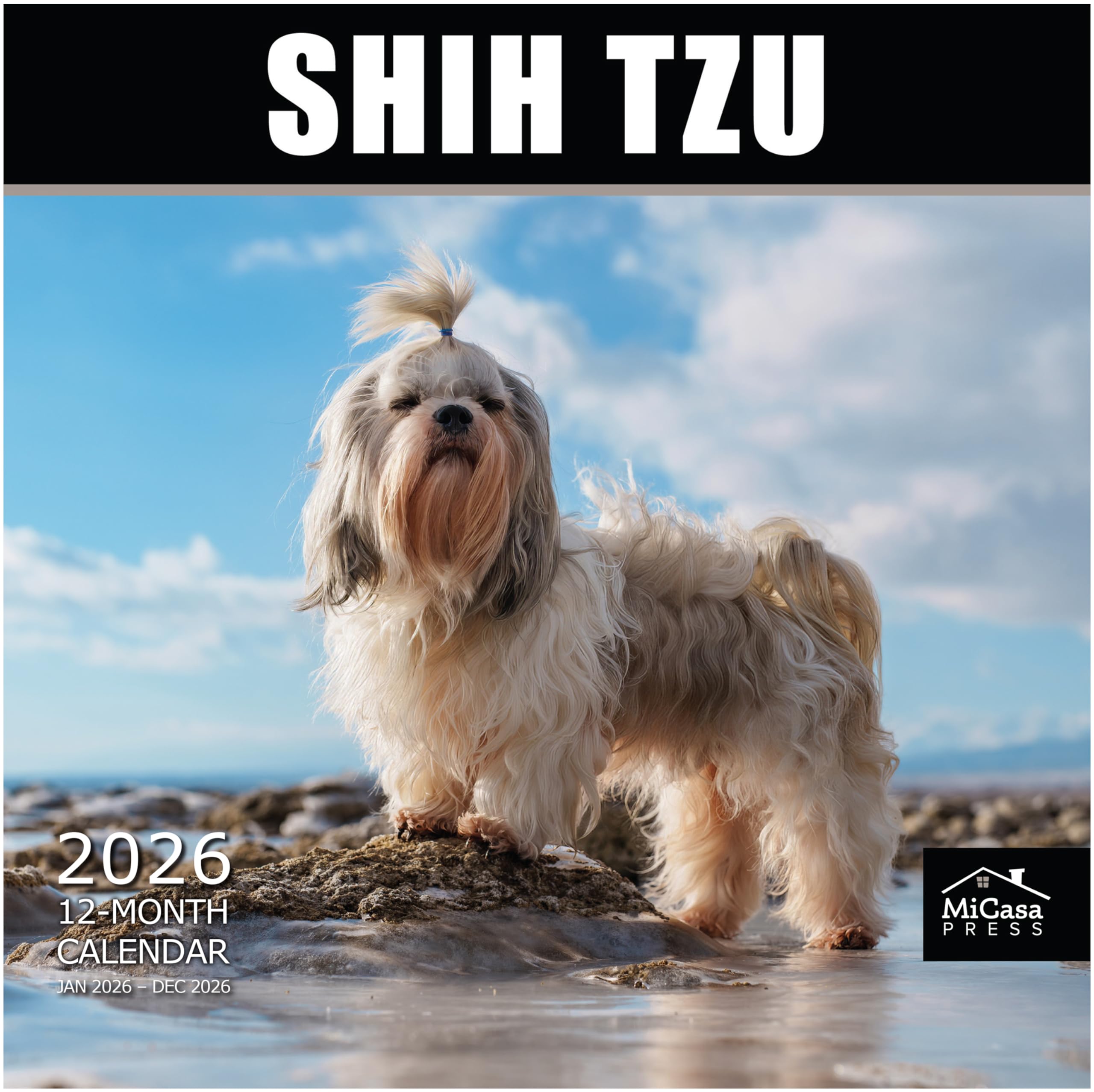 MICASA PRESS Shih Tzu 2026 Wall Calendar 12 Month | 12" x 24" Open | Thick & Sturdy Paper | Holiday Gift | Cute Puppy Dog Calendar 2026