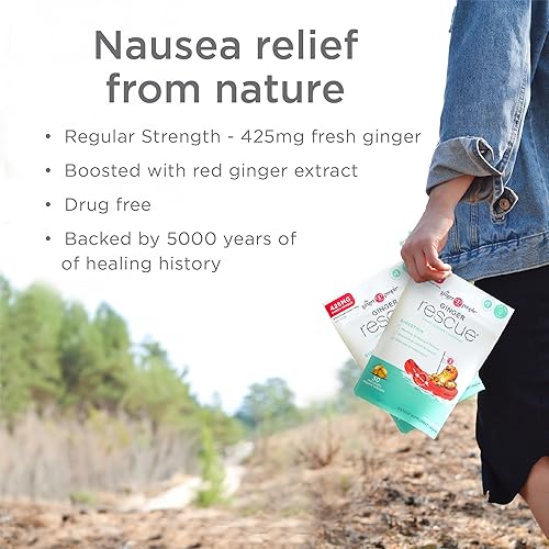 Miniatura 4 de The Ginger People Ginger Rescue - Pastillas de bienestar digestivo (duras)  Fuerza regular - 425 mg  Enfermedad matutina, náuseas, malestar