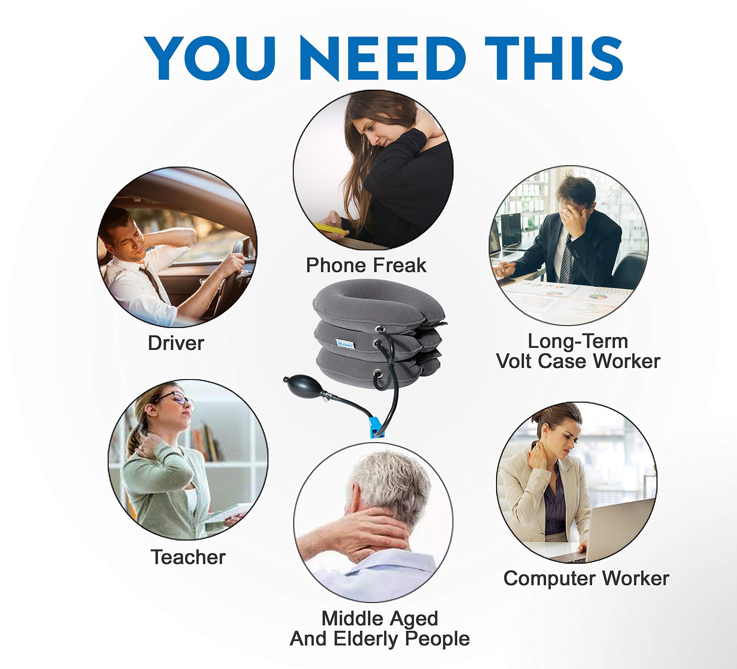 Cervical Neck Traction Device &Inflatable Adjustable Neck Stretcher