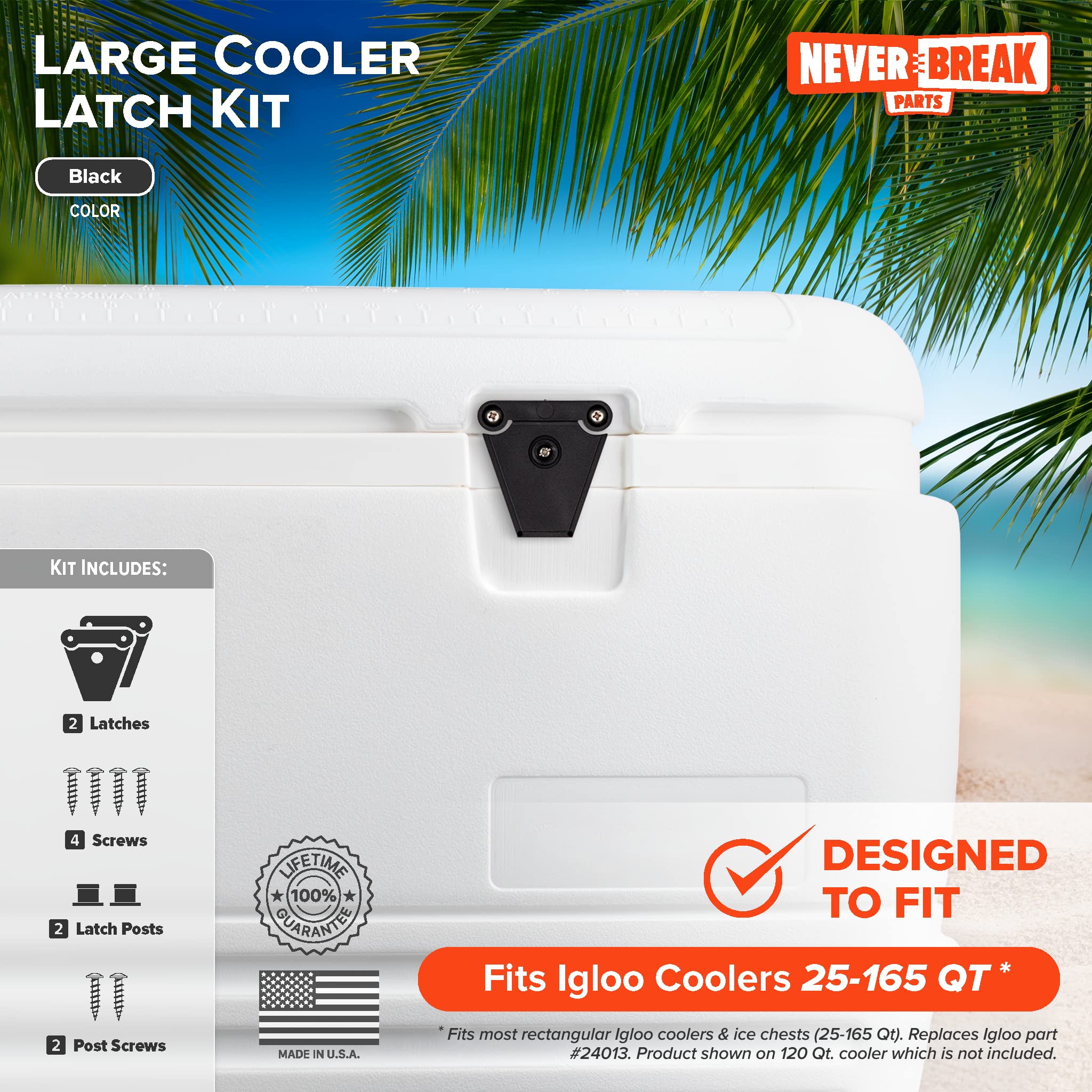 Lot De 4 Loquets + 12 Vis Inox – Pièces De Rechange Compatibles Refroidisseurs Igloo 50 à 165 L – Réparation Glacière