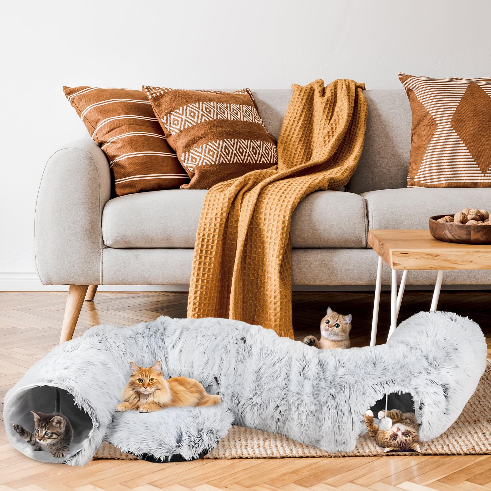 Dellyy Cama Túnel Redondo de Peluche para Gatos