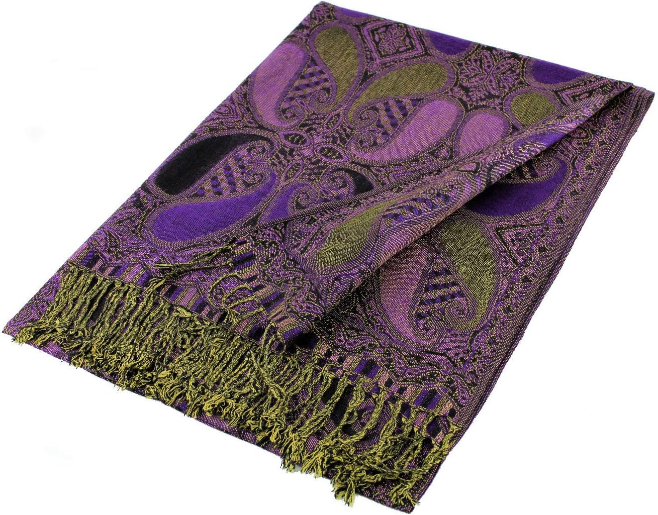 PASKMLNA Paisley Pattern Tow Layered Woven Pashmina Shawl Scarf Wrap Stole - Image 5