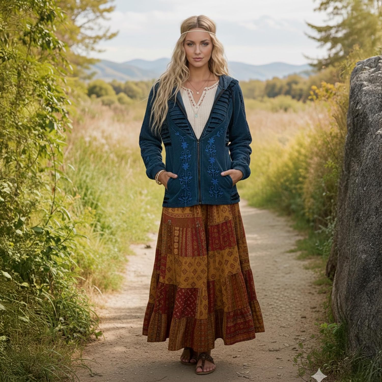 Agan Traders 2026 Zip Up Hoodies for Women - Bohemian Rib Knit Cotton Distressed Embroidered Sweatshirt Jackets for Women - Image 7