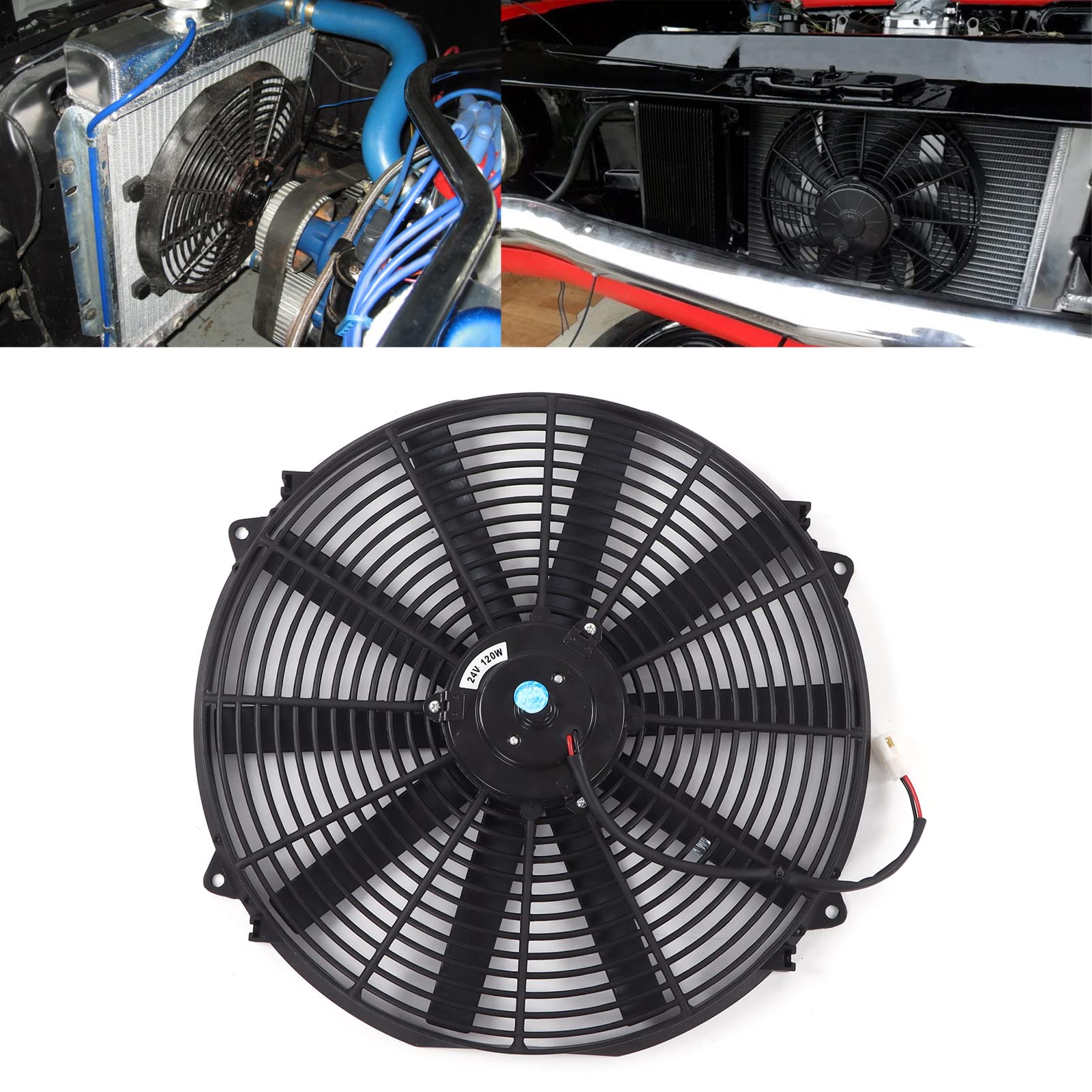Ventola del Radiatore di Raffreddamento Elettrico Sottile Ventola di Raffreddamento per Radiatore Elettrico Push Pull Universale da 16 Pollici 24V 120W per Camion per Auto RV