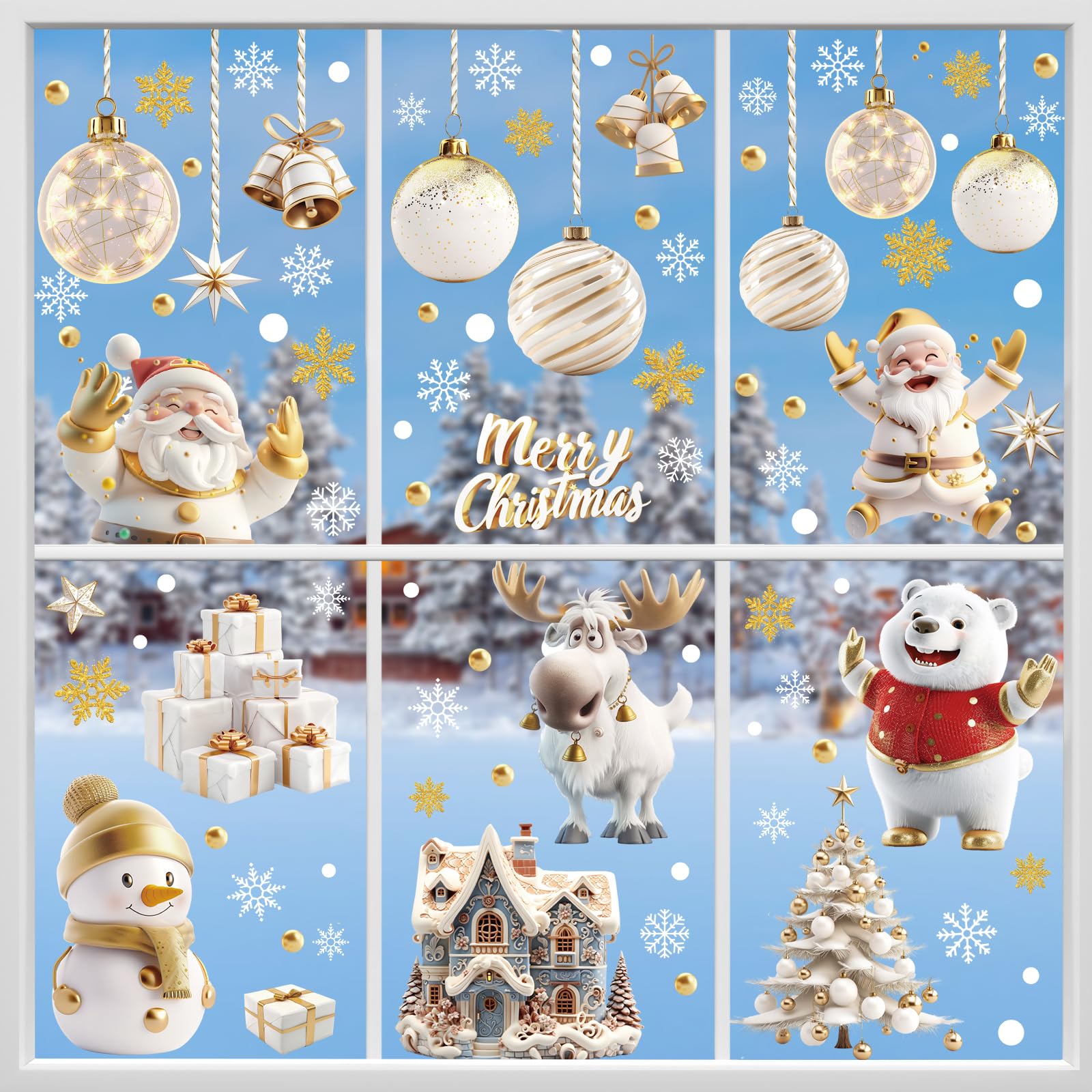 Amazon.co.jp: Hianjoo クリスマス ステッカー 窓 飾り 剥がせる 両面