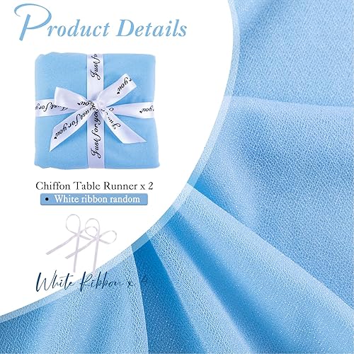 Miniatura 2 de RuiYok Paquete de 2 caminos de mesa de gasa color terracota de 30 x 120 pulgadas, camino de mesa romántico de gasa para decoraciones de boda, baby