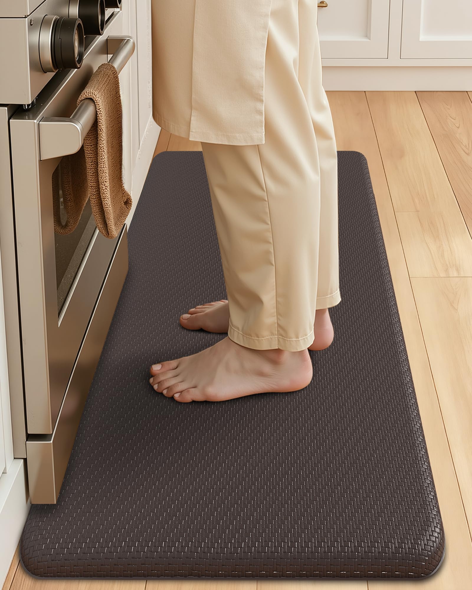 Color&amp;Geometry Antifatigue Kitchen Mat for Floor 20x39-3/4 in Thick, Brown