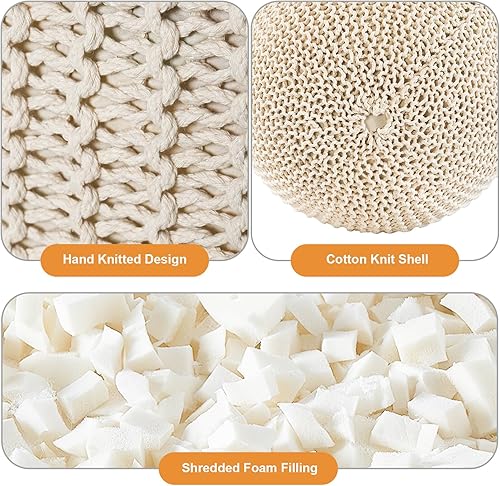 Miniatura 7 de Puf otomano relleno redondo moderno relleno de espuma pufs para sala de estar, silla, decorativo, 20 x 14 pulgadas, taburete bohemio relajado para