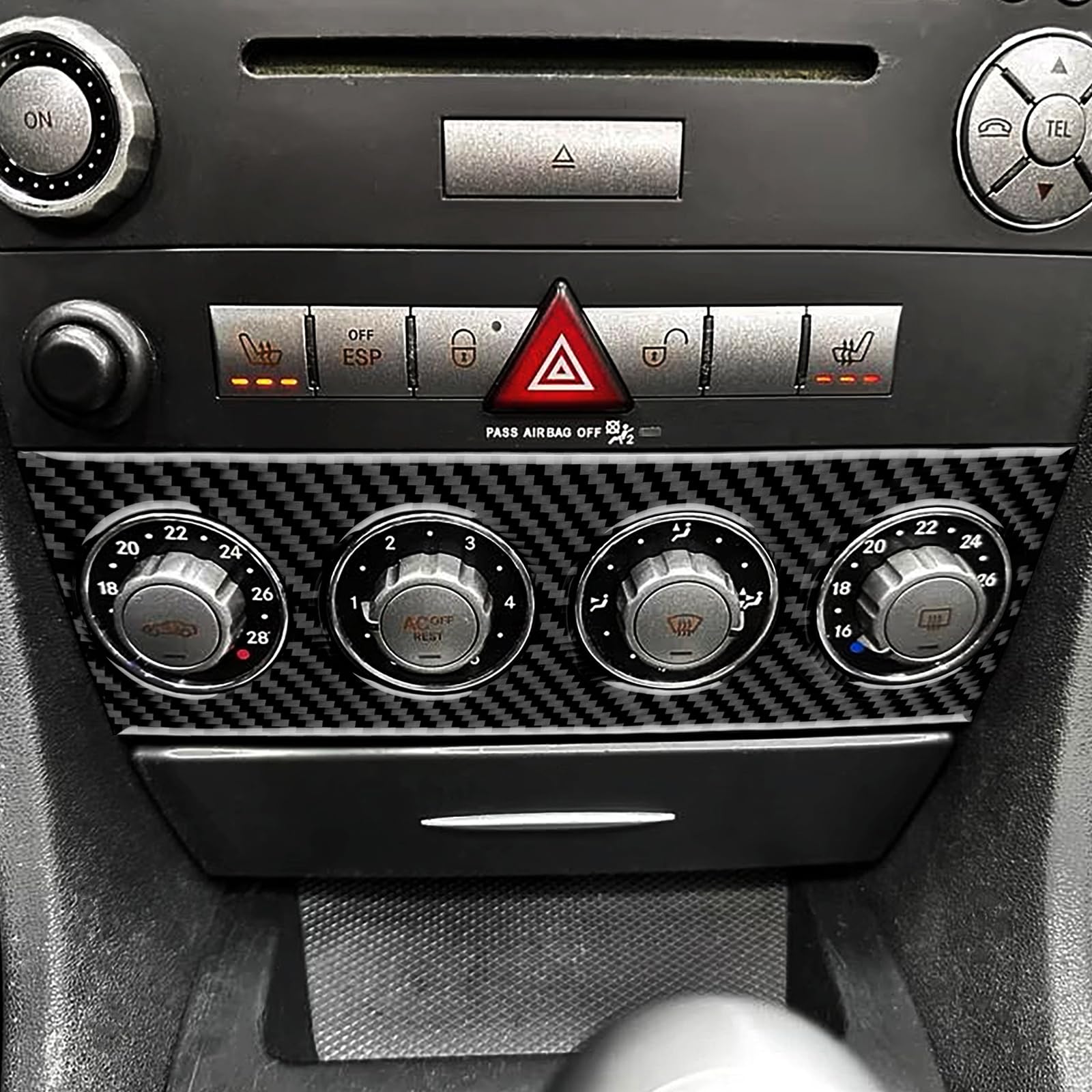 KUNGKIC Per Mercedes-Benz SLK R171 2004 2005 2006 2007 2008 2009 2010 Fibra di Carbonio Auto Controllo Centrale AC Pannello Multifunzione Pannello Pannello Pannello di Controllo Decalcomania Accessori