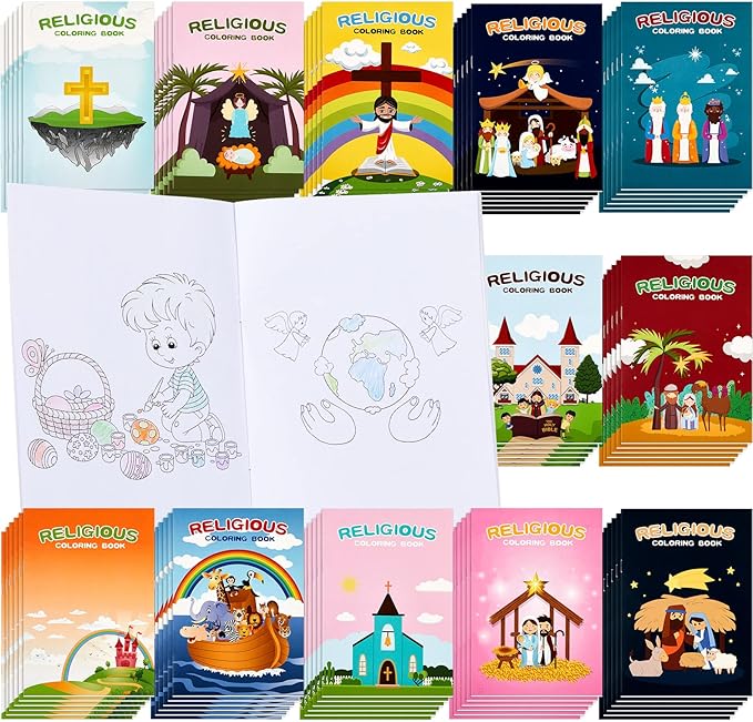 72 Pcs Easter Christian Religious Bible Coloring Books Bulk