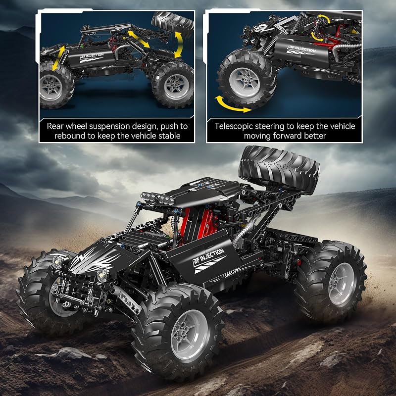 Set de construcție Mould King 18038 mașină de teren cu telecomandă, 1016 piese, control prin aplicație și telecomandă, model off-road