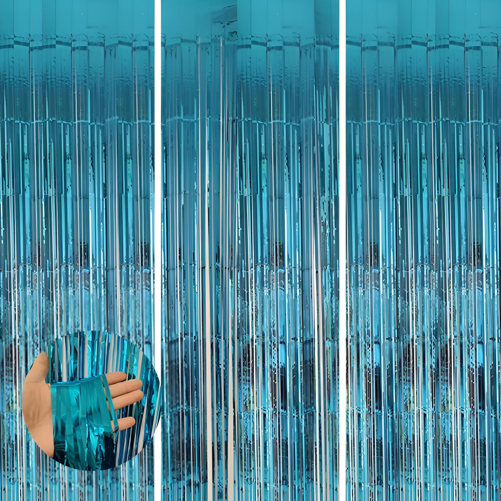 Valentines Day 3 Pack 3.3 * 8.3 ft Foil Curtain Metallic Tinsel Fringe Curtains Photo Booth Props Backdrop for Birthday Wedding Engagement Baby Shower